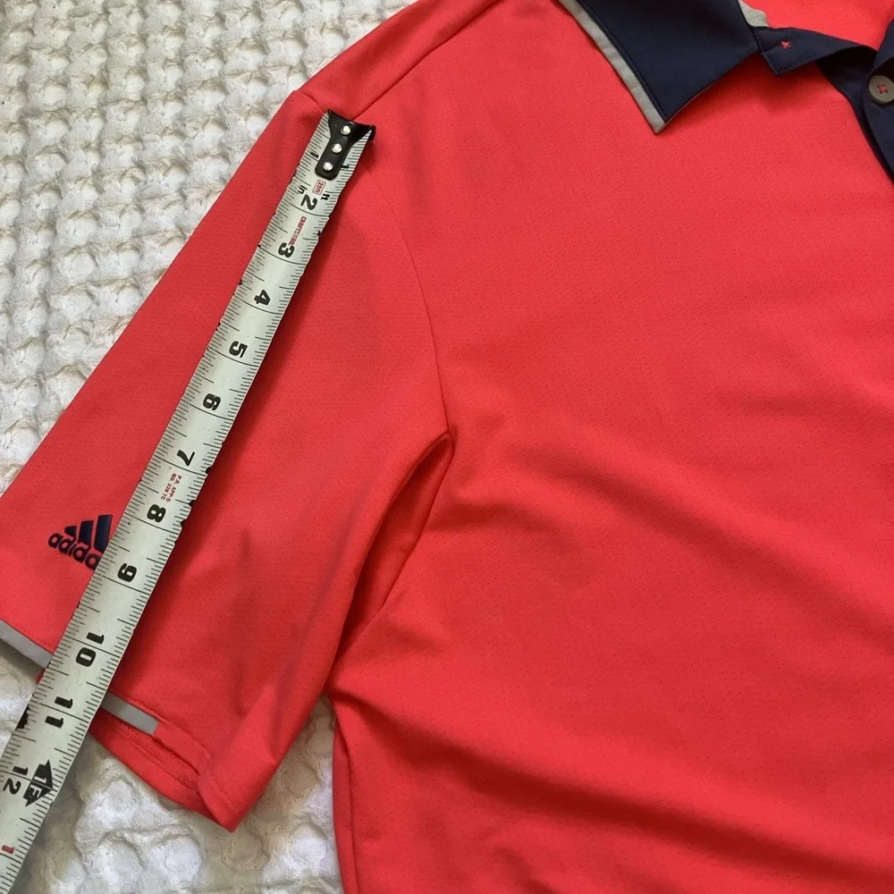 Adidas Polo Shirt Large Coral/Blue Climacool Wild Wing Golf Short Myrtle‎ Beach